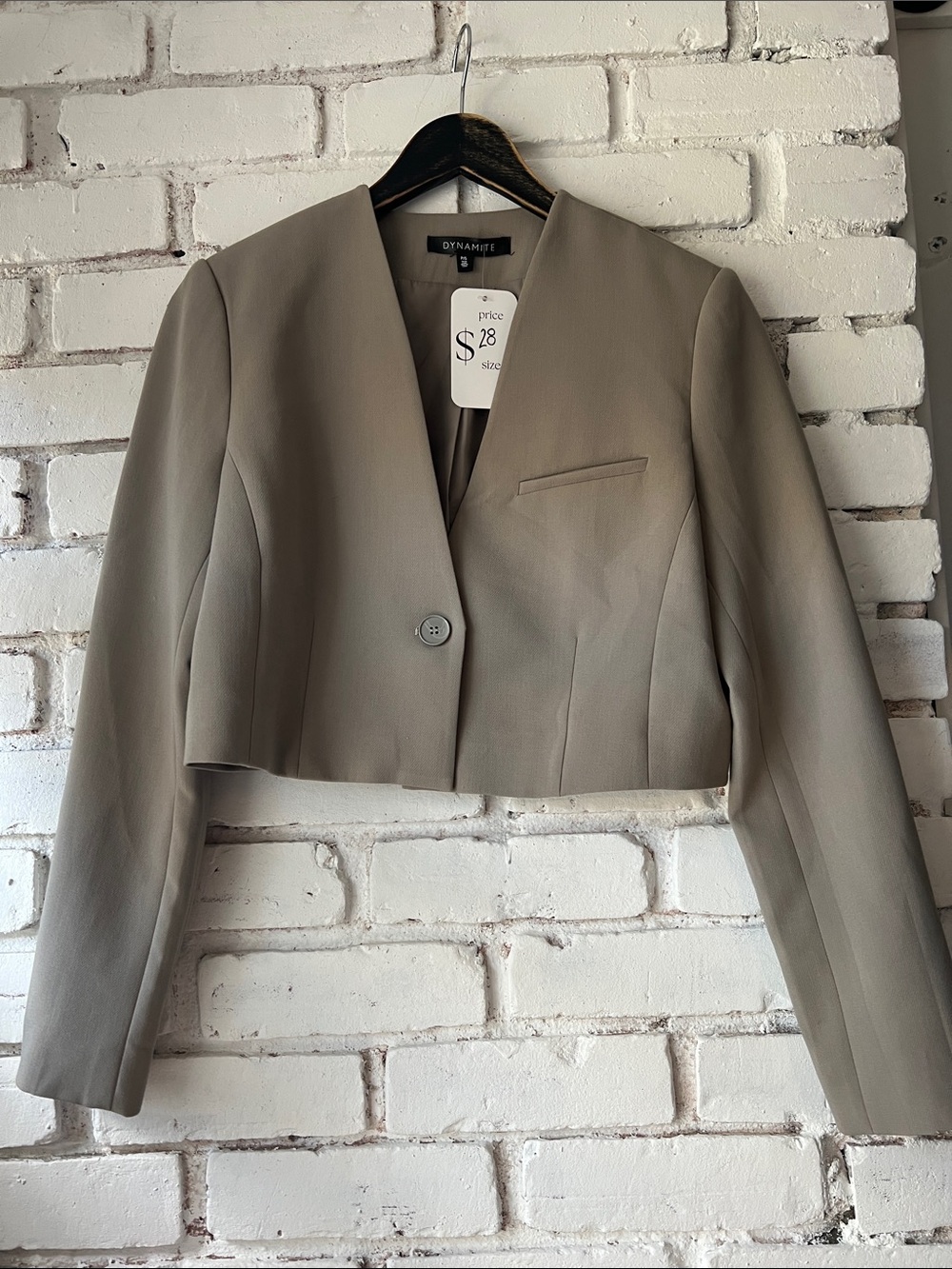 Dynamite Women's Cropped Single-Button Blazer - Taupe